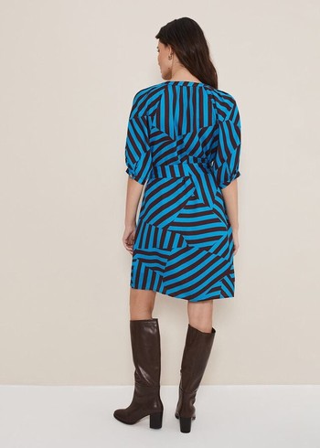 Phase Eight Rosella Striped Dress Blue/Chocolate Canada | BODNHU-576